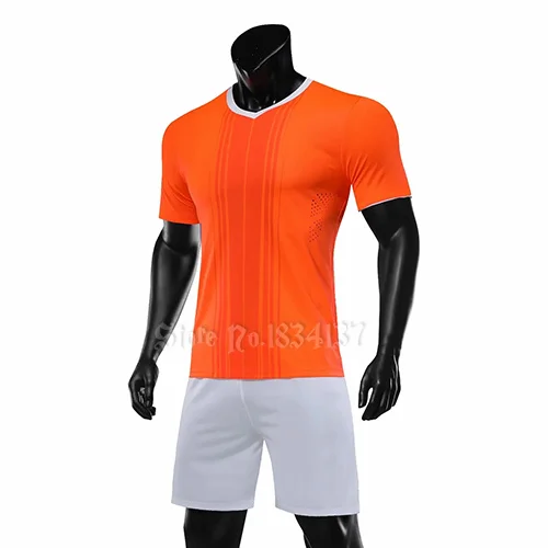 High Quality Men Boys Girls Football Kit Custom Team Adult Training Football Jersey Set Kids Children Soccer Uniforms New - Цвет: Orange