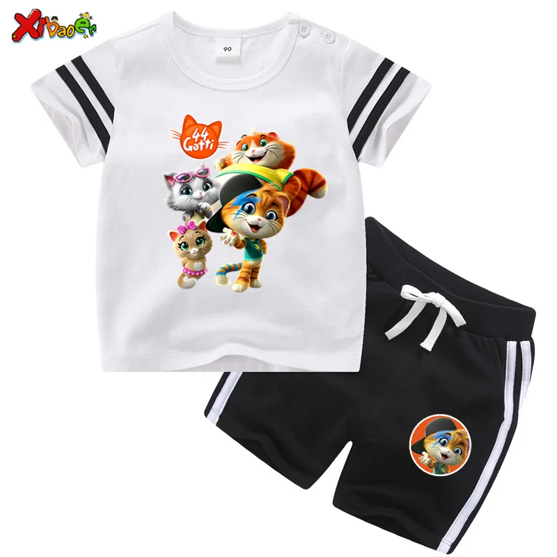 

2020 Kids Clothes set Toddler Boy clothing Cartoon Outfits Baby Girls Summer Tees Suits Children Clothing 44 Cat Sport Baby Suit
