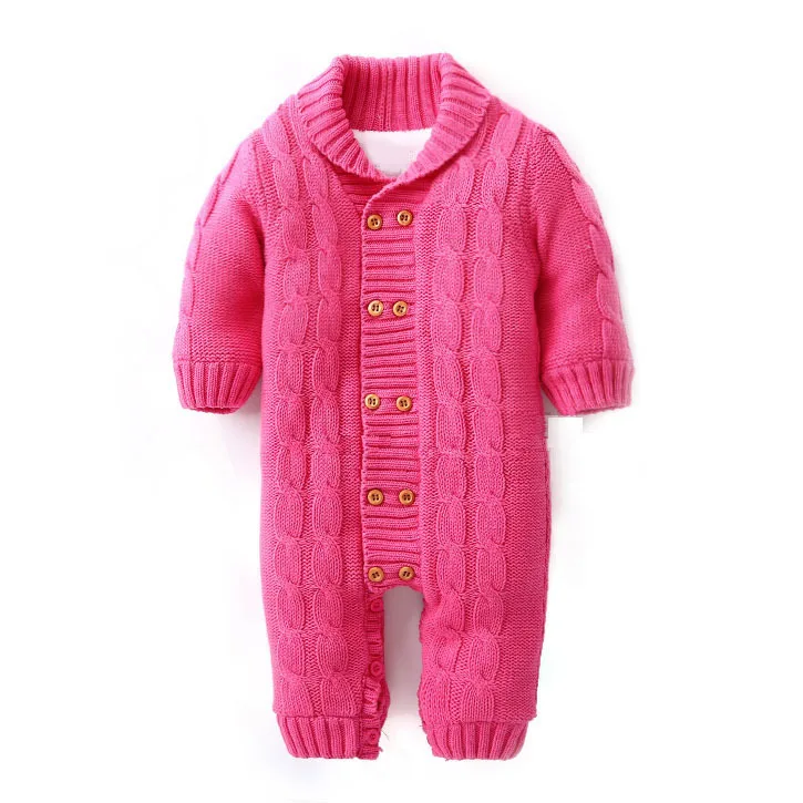 Dollplus/для новорожденных; комбинезон для младенцев мальчиков девочек зимний свитер из плотного хлопка для детей комбинезоны для малышей Детский комбинезон - Цвет: Rose