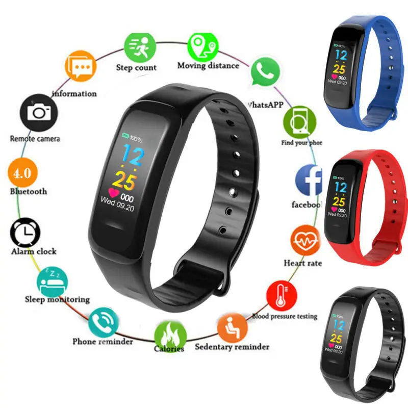 

Smart Band Watch Bracelet Wristband Fitness Tracker Blood Pressure Heart Rate
