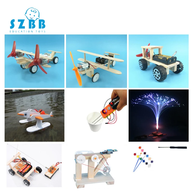 

2019 Sz Steam 9sets Diy Children Science Project Toys Kits Boy Creative Wooden Model School Physics Experiments Stem Education