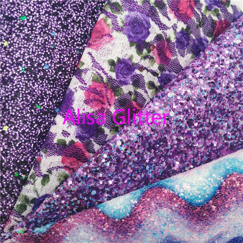 

1PCS A4 SIZE 21X29cm Alisa Glitter PURPLE Glitter Fabric, Rose Faux Leather Fabric,Synthetic Leather PU for Bow DIY F02G