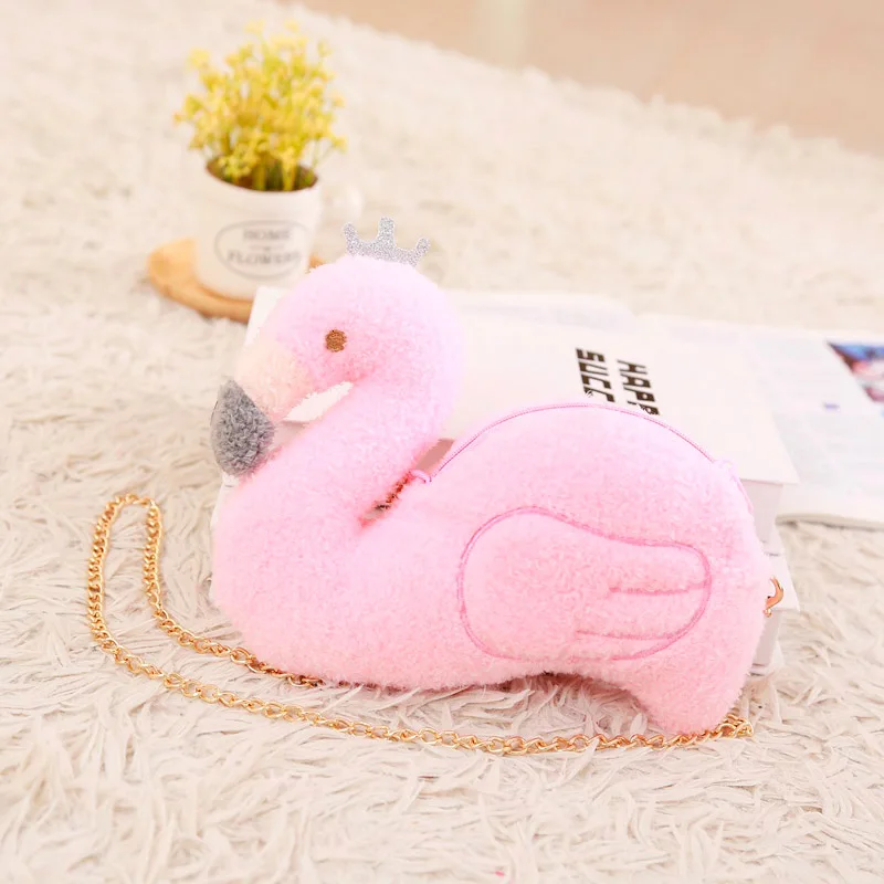 Pink 22/30 см с рисунком Фламинго сумка плюшевые мягкие игрушки в форме птиц и животных мягкие сумка сумки Plushie кошелек для детей и взрослых - Цвет: Pink