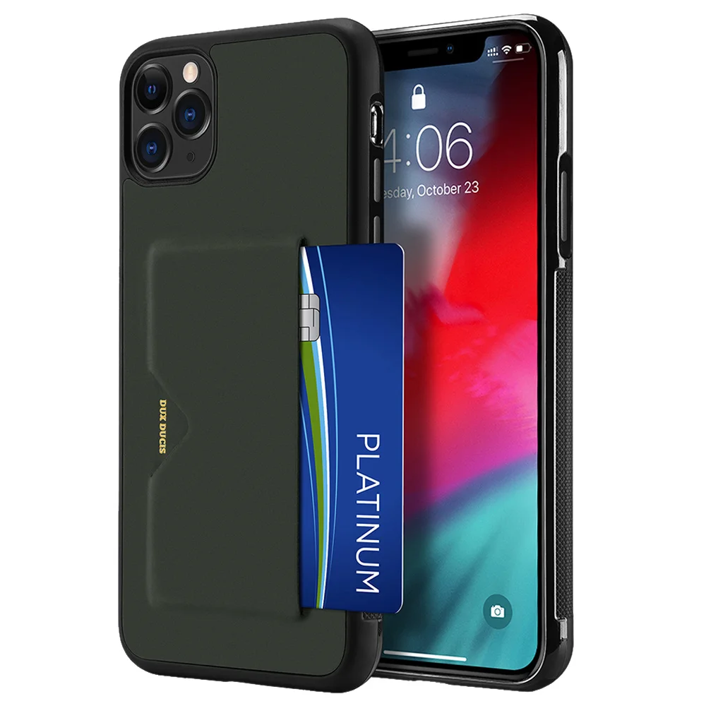 Чехол с карманом для карт для iPhone 11 Pro Max из ТПУ, мягкий кошелек, держатель для карт, задняя крышка, противоударный чехол для мобильного телефона - Цвет: Midnight Green