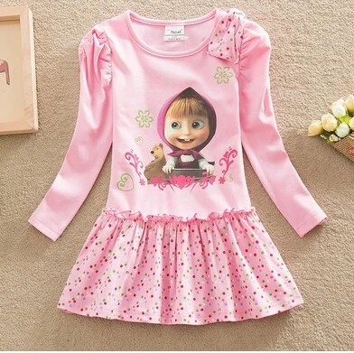

Cartoon Cartoon Princess Dress Girls Dresses 2016 Brand Short Sleeve Baby Girl Christmas Dress Masha And Bear Pattern Princess