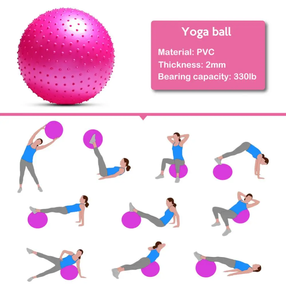 55cm Yoga Ball Exercise Workout Fitness Inflatable Body Balance Pilates Yoga Massage Ball Body Building