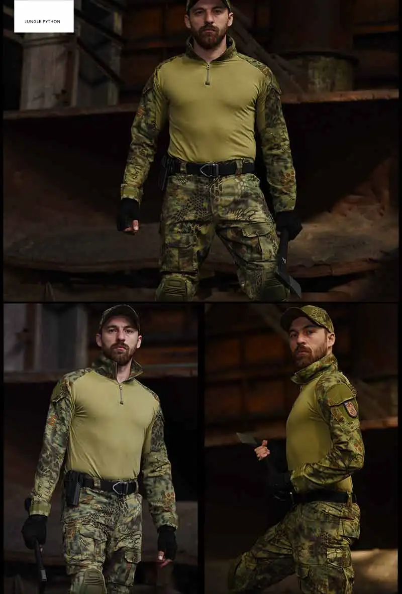 Airsoft Paintball Clothing T-shirt Outdoor &Pants with Pad Men Military Shooting Uniform Tactical Combat shirt camo Army Uniform Airsoft Paintball Clothing T-shirt Outdoor &Pants with Pad Men Military Shooting Uniform Tactical Combat shirt camo Army Uniform