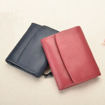 

New Women's Wallet Short Leather Sheepskin Zipper Multi-Function Change Wallet Luggage Leather Wallet