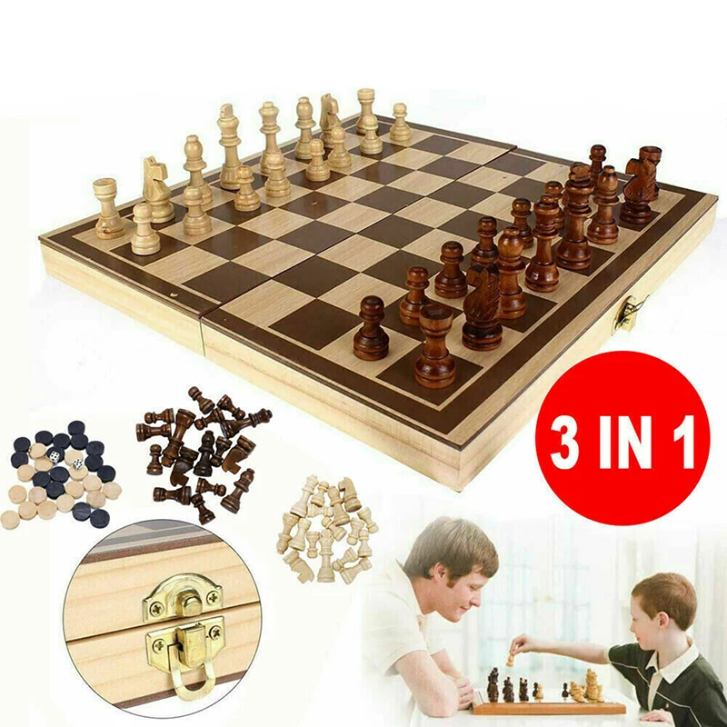 

Large Magnetic Wooden Folding Chess Set Felted Game Board Interior Storage Adult Kids Gift Family Game Chess Board Outdoor Game