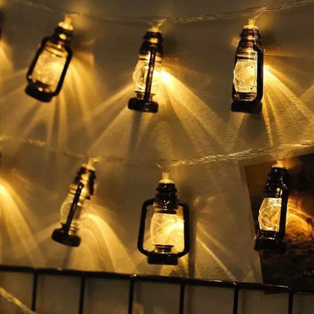 

2021 hot new products LED Ramadan Festival Retro Kerosene Lamp Strings Decorative Lantern accessories ramadan home decoration