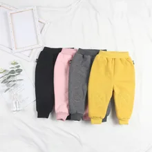 Chen Mother Infant Children's Clothing 1-3 Years Old Men And Women Baby Winter Pants with Velvet Hoodie plus Velvet Patch Pants