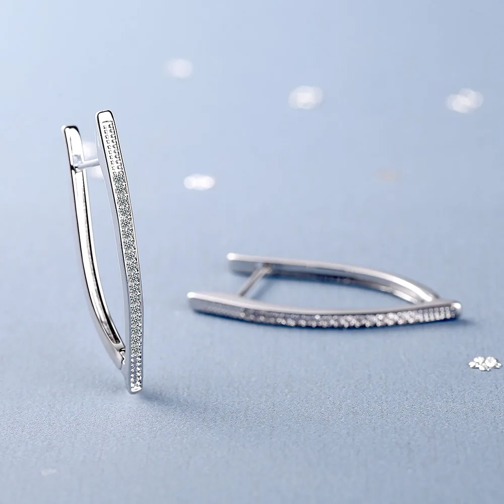 New 925 Sterling Silver Earrings V-Shaped Irregular Triangle Earrings Inlaid Zirconium Diamond Earrings Geometric Earrings Women - Image 6