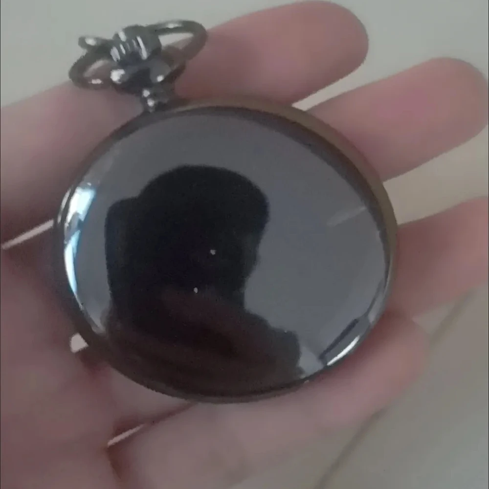2021 Anime Genshin Impact Classic Black Quartz Pocket Watch Seven Elements Simple Watch Necklace Pocket Watch Men Women's Gifts