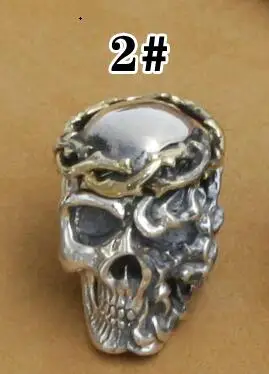 Новинка! 925 серебряная подвеска в виде черепа, винтажная тайская серебряная подвеска в виде скелета, ювелирное изделие из чистого серебра в стиле панк, подарок для мужчин, ожерелье, подвеска - Окраска металла: Style 2
