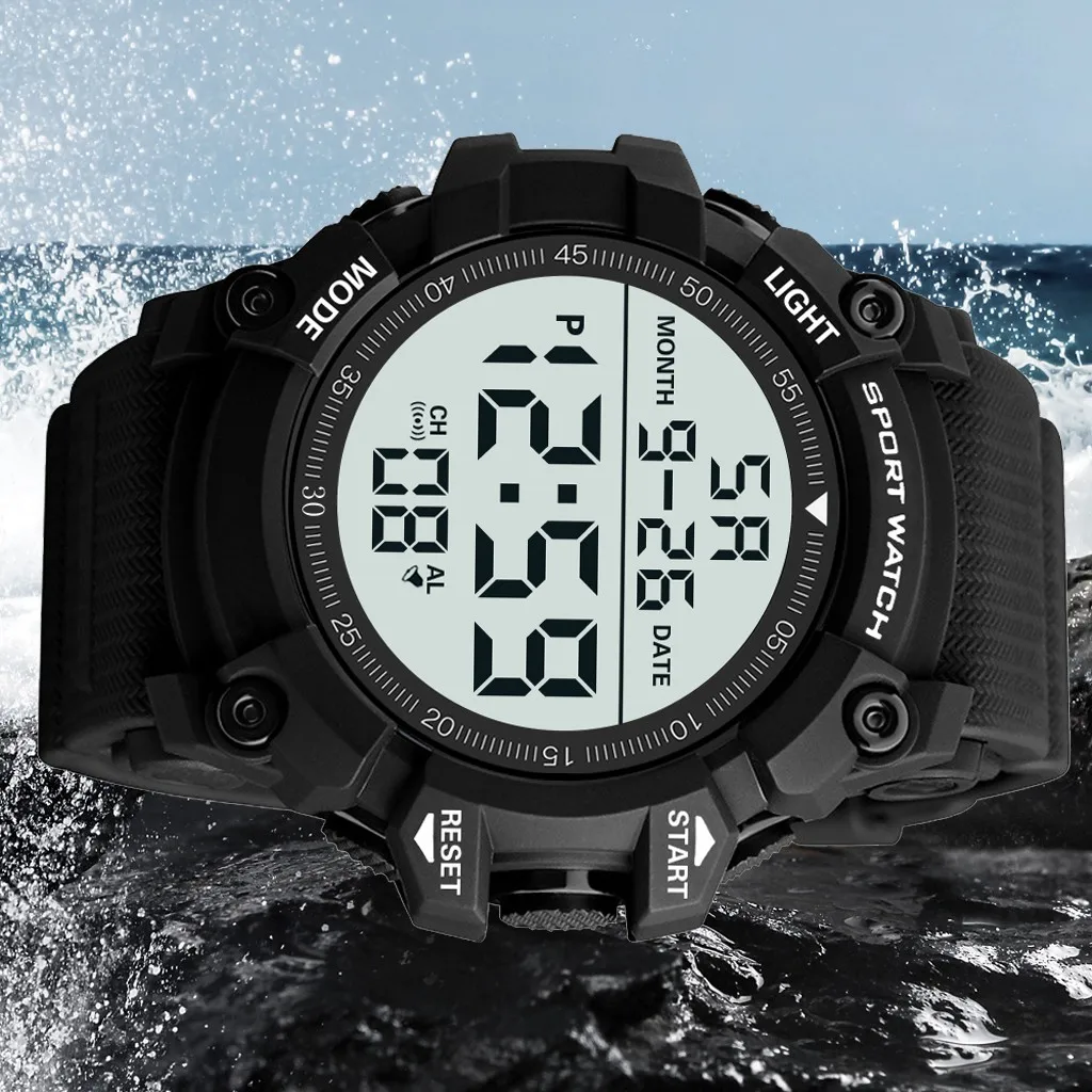 Механические наручные часы Montre homme модные водонепроницаемые мужские часы для мальчиков lcd цифровой секундомер Дата Резиновые Спортивные наручные часы% 91
