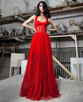 

Summer Women Luxury Sexy Halter Sleeveless Sequins Red Mesh Long Dress 2020 Fashion Female Elegant Designer Party Dress Vestid