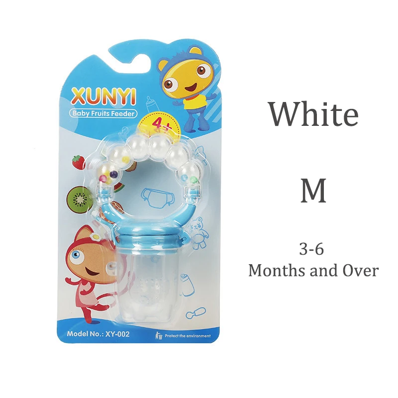 White M Детская соска свежая еда фрукты молоко бутылочки для кормления Nibbler учится Кормление питьевой воды соломенная ручка прорезывание зубов Соска с колокольчиком - Цвет: White M