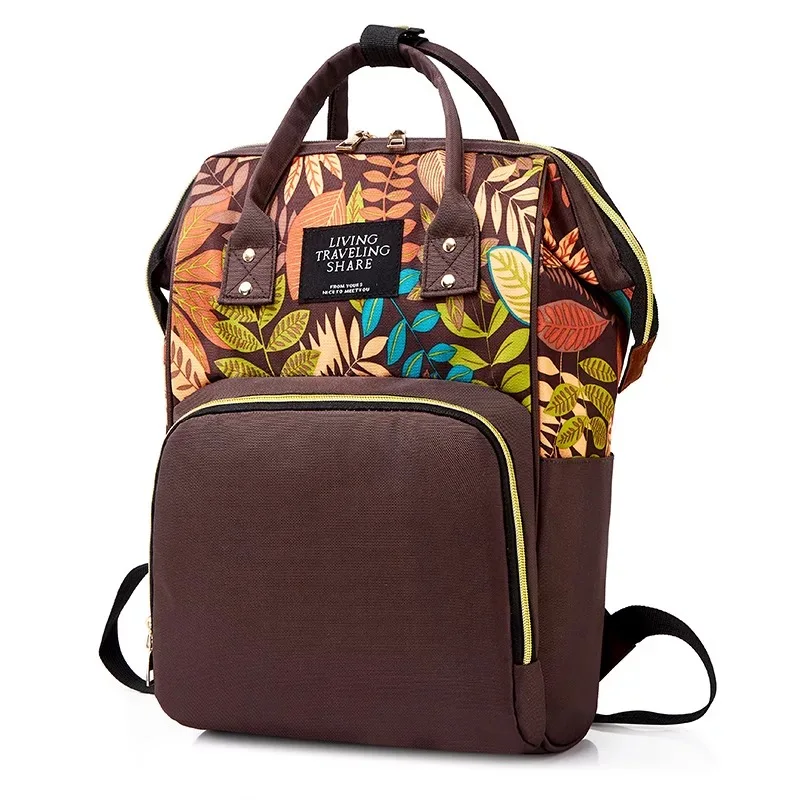 

Nappy Backpack Bag Mummy Large Capacity Bag Mom Baby Multi-function Waterproof Outdoor Leaf Prit Travel Diaper Bag for Baby Care