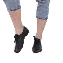 Детская танцевальная обувь из искусственной кожи с мягкой подошвой для взрослых, джаз, черная обувь низкого покроя, Детская Нескользящая танцевальная обувь, танцевальная одежда, размер 28-45