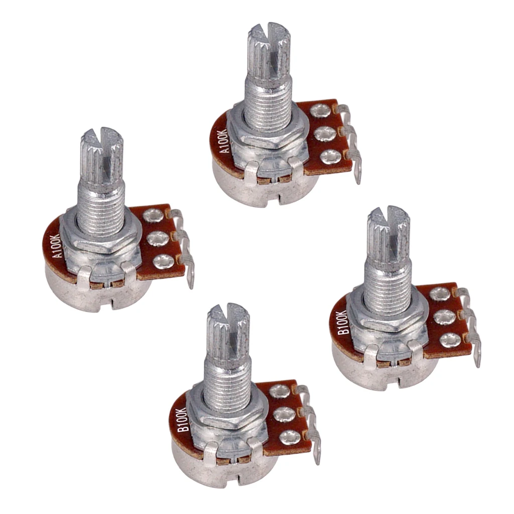 Guitar Potentiometer Long Split 18mm Shaft 100K Guitar Potentiometer Pot 4pcs Split Guitar Volume & Tone Pot Control Audio Taper Potentiometer