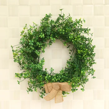 

Greenery Wreath Artificial Leaves Wreath Front Door Wreath Grass Clover For Wall Window Party Decor Living Room Wall Pendant