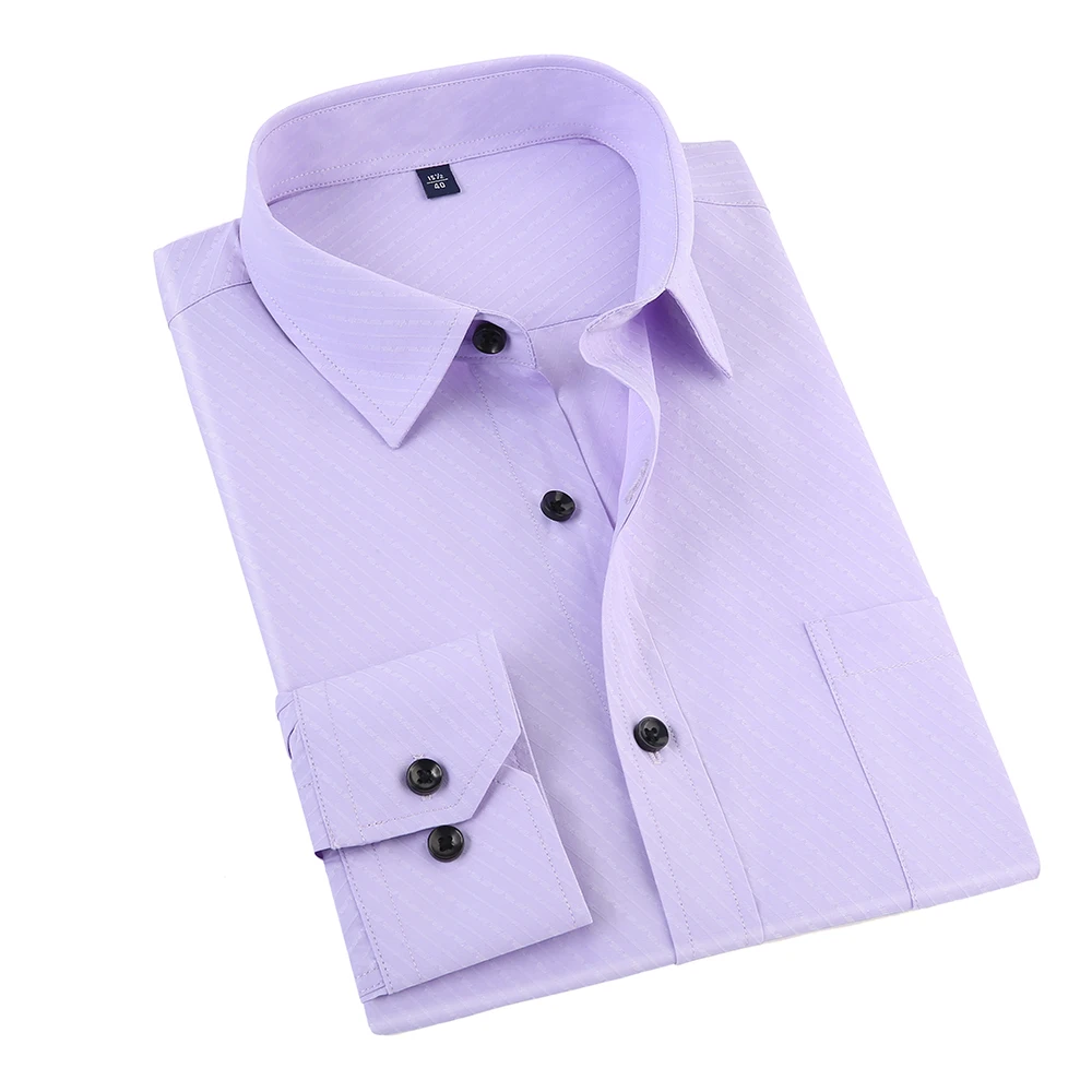 JeeToo белая мужская футболка новая деловая Мужская стандартная приталенная рубашка мужская одноцветная с длинным рукавом Повседневная Свадебная рубашка размера плюс 3XL - Цвет: J264Purple