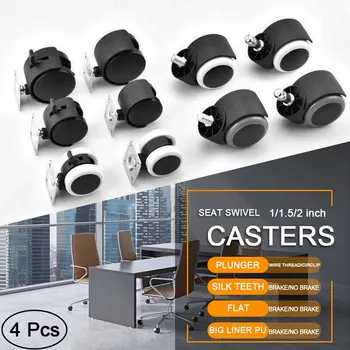 

4pcs Universal Mute Swivel Casters Furniture Wheel Castor White PP Nylon Dual 360 Degree Roller Wheel For Platform Trolley Chair