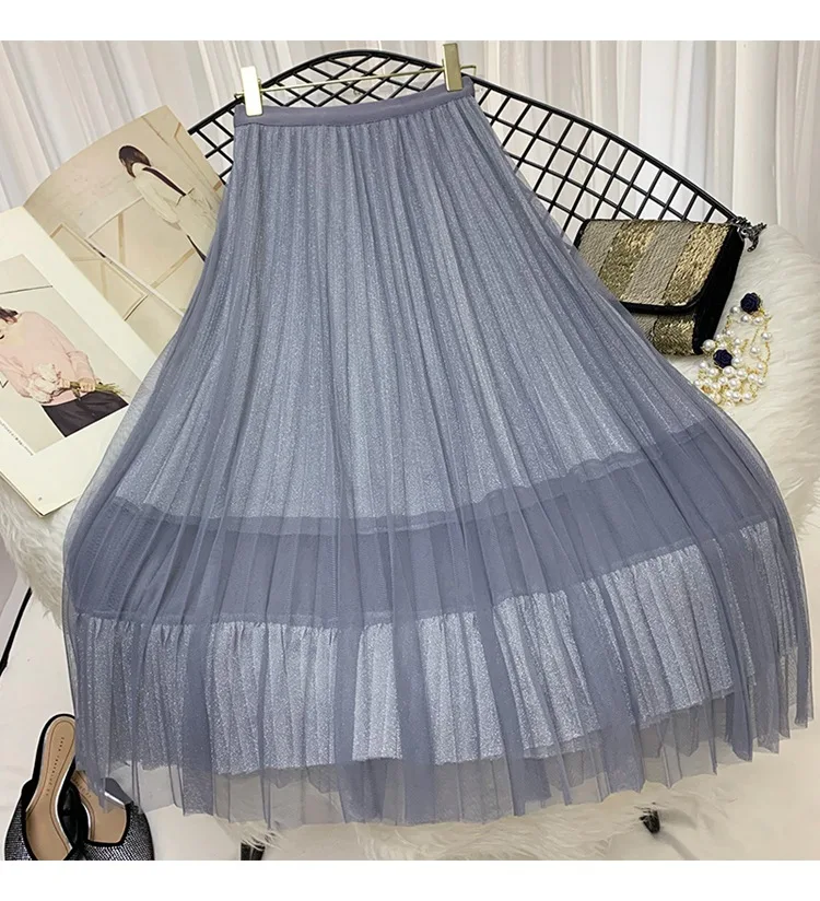 Длинная юбка для девочек 1306- новые зимние металлические юбки с перекрестной шнуровкой для женщин