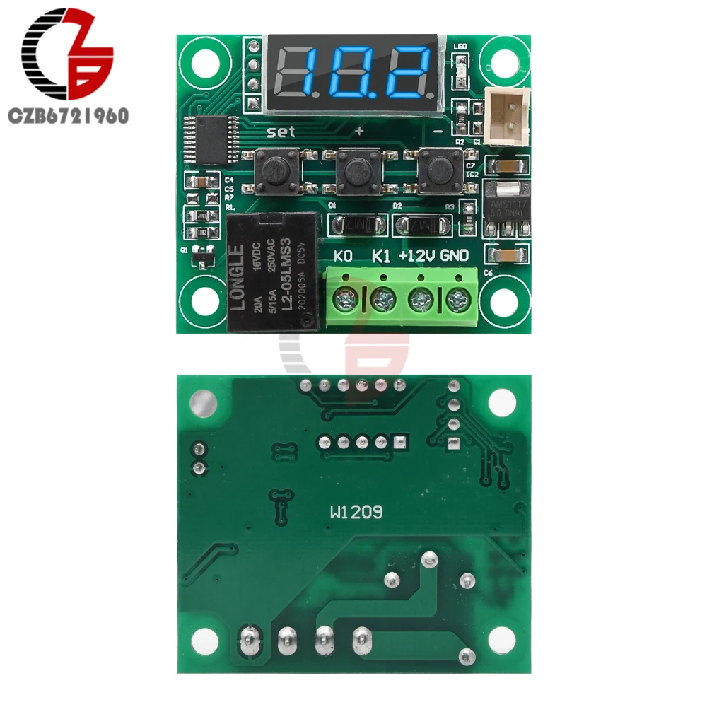 Цифровой терморегулятор DC 5V W1209 Синий светодиодный термостат регулятор