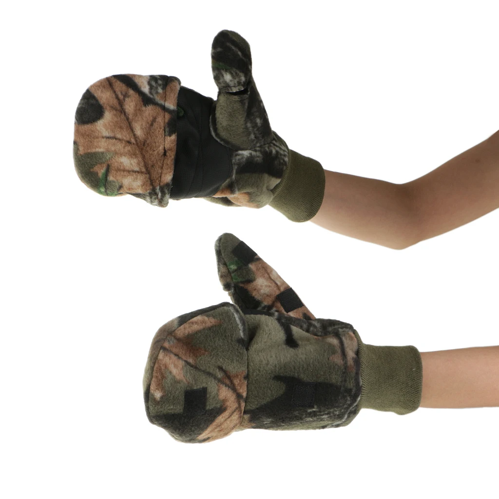 Ice Fishing Gloves Convertible Mittens Fingerless Mitt Warm for Cold Weather and Winter Men Women Photography Running Camera