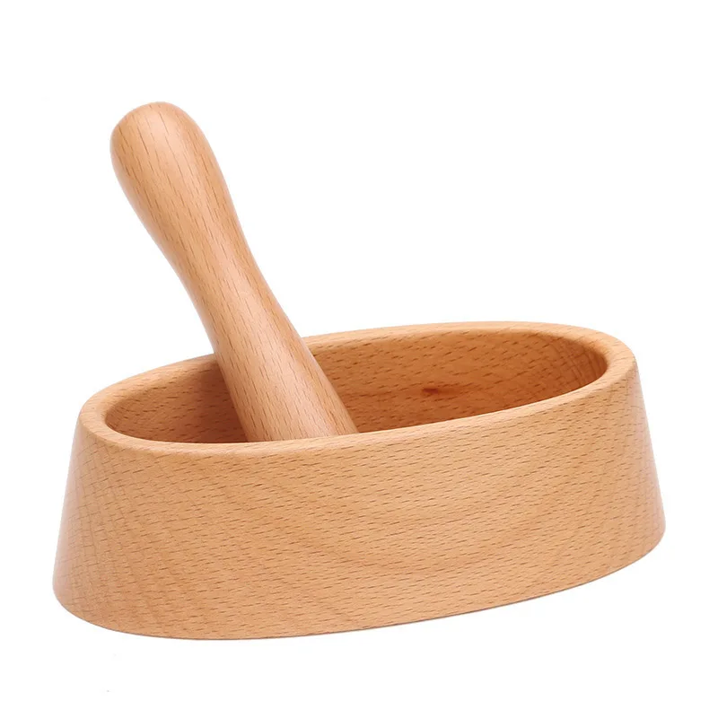 

Beech Solid Manual Wood Mortar and Pestle Garlic Spice Mixing Grinding Bowl Set Kitchen Accessories Gadgets
