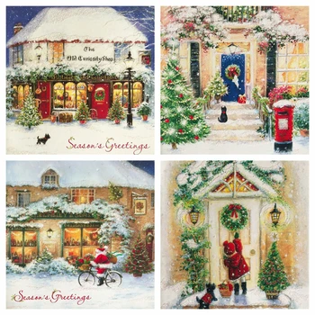

HUACAN Full Square Diamond Embroidery House Picture Of Rhinestone 5D DIY Diamond Painting Winter Landscape Christmas Gift