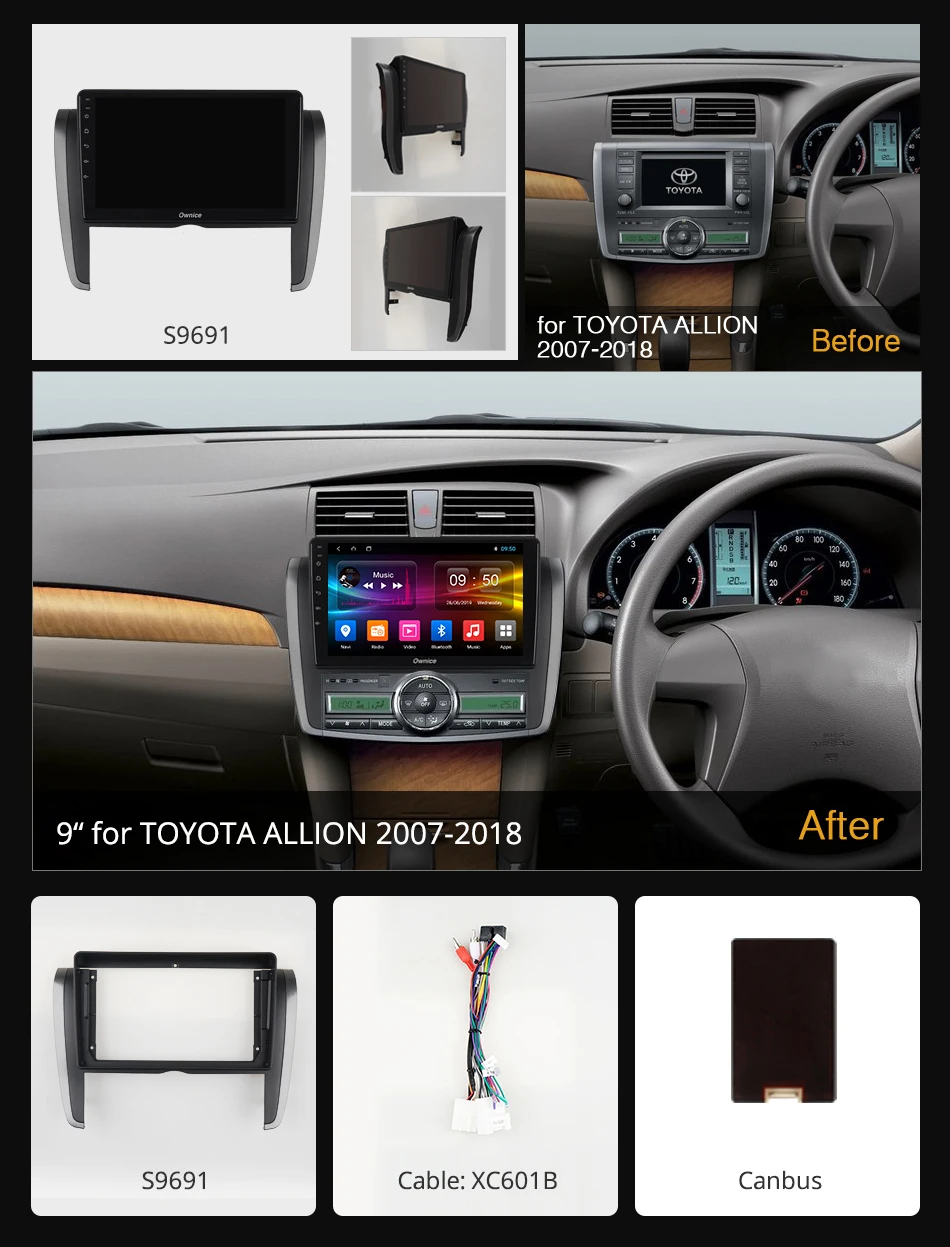 Ownice Автомагнитола Android 9,0 k3 k5 k6 Авторадио gps плеер для Toyota Allion t260 265 Премиум 2007+ 4G DSP 360 панорама оптический
