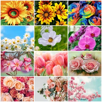 

HUACAN DIY Painting By Numbers Flowers Drawing On Canvas Coloring By Number Flower Kits Hand Painted Painting Art Home Decor