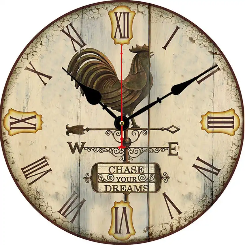 Chicken Clock L Винтажные настенные часы, кухонные часы, круглые подвесные римские цифры, настенные часы, практичное украшение для гостиной - Цвет: Chicken Clock L