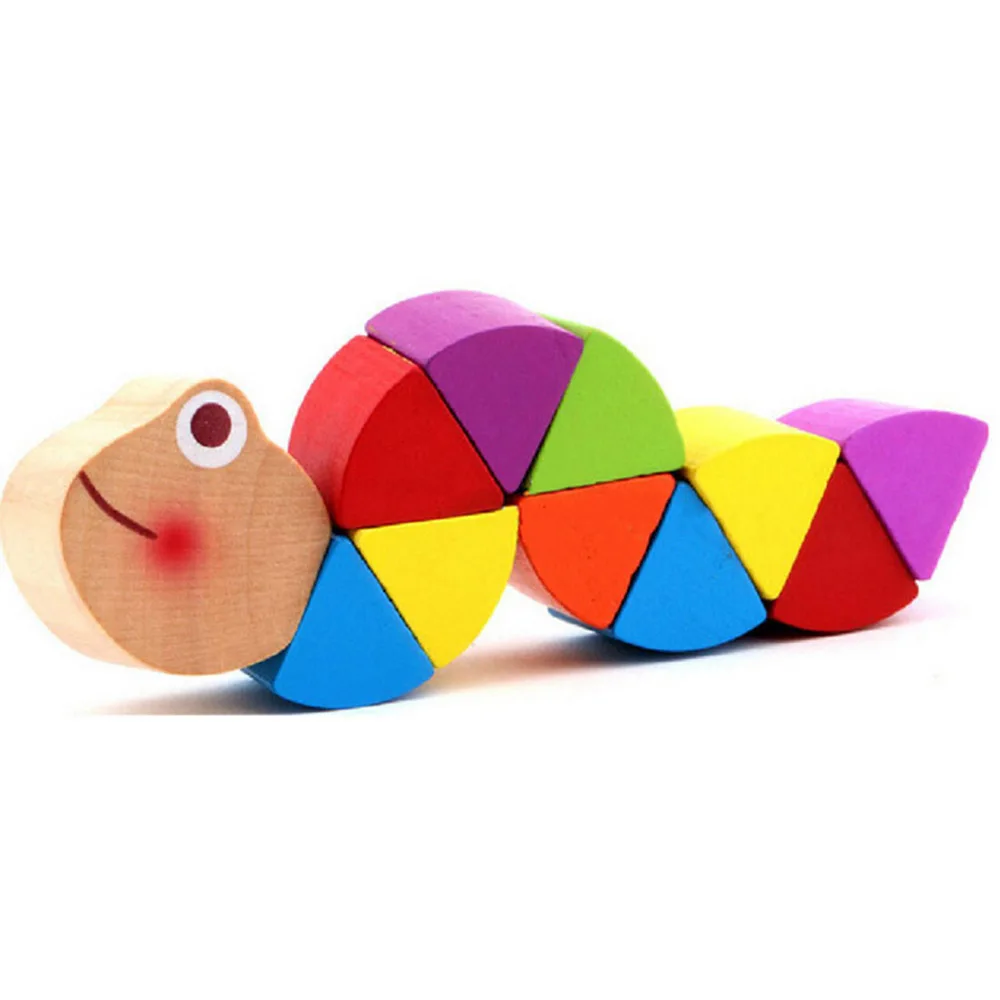 Красочная деревянная головоломка гусеница для детей обучающая Дидактическая детская развивающая игрушка пальцы игра для детей Монтессори подарок