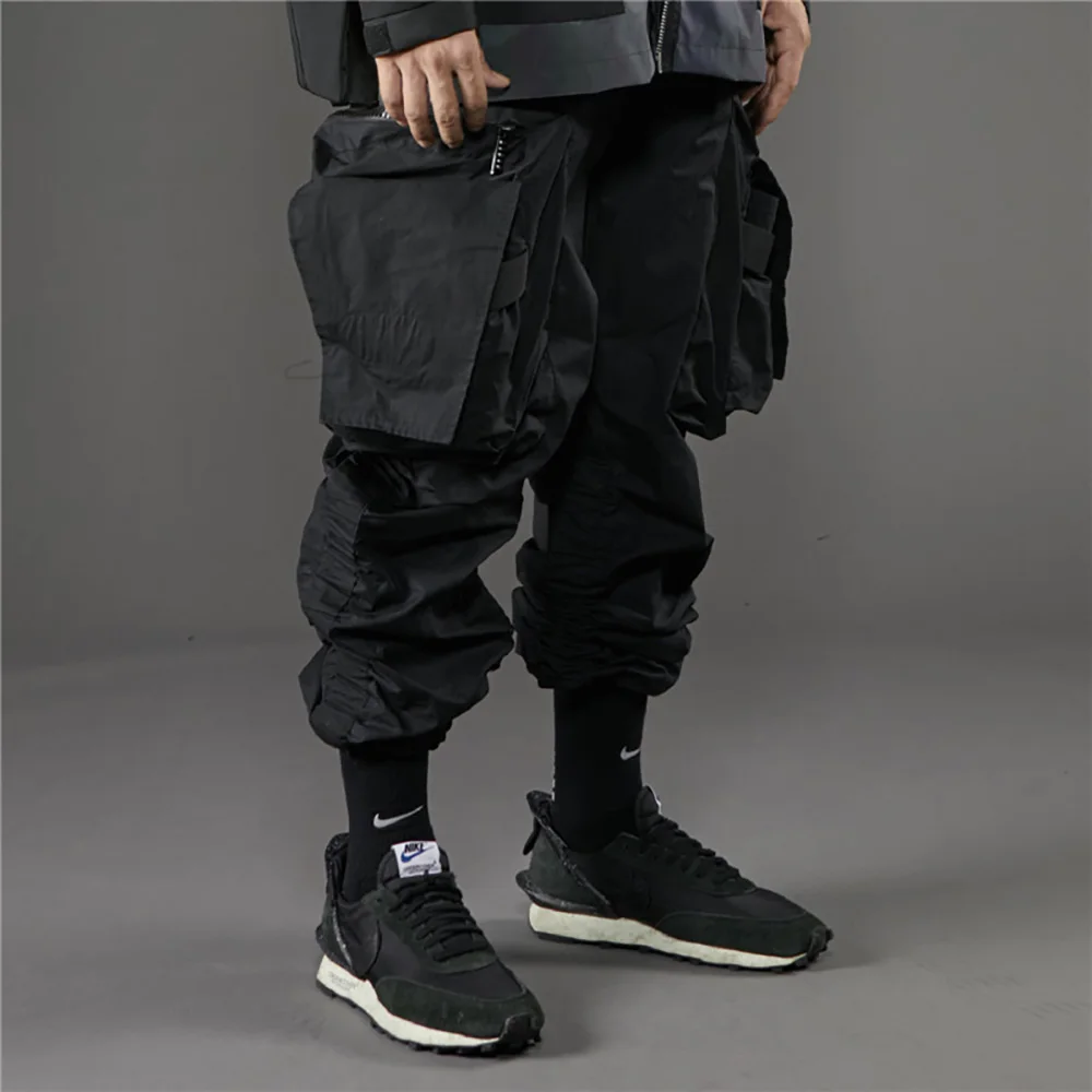 Брюки-карго Techwear для учеников и PT-1932 хип-хоп Джоггеры со шнурком на талии в стиле