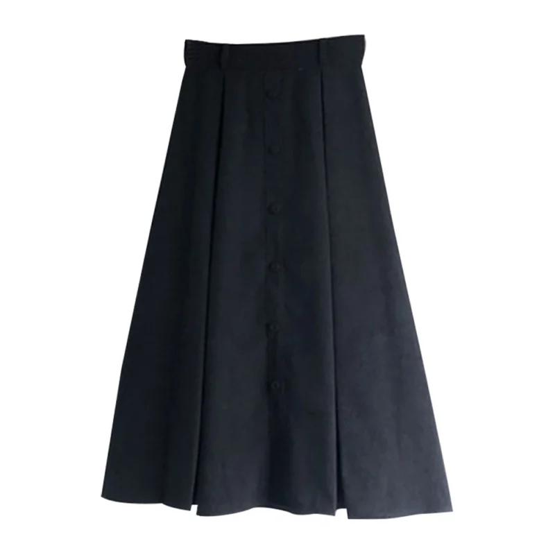Бархатная замшевая Женская юбка миди Длинная Элегантная Корейская юбка с высокой талией женская синяя трапециевидная плиссированная юбка для отдыха модная - Цвет: B