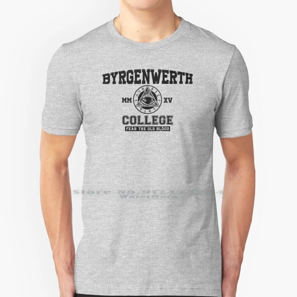 Byrgenwerth College (Testo Nero) T Shirt Cotton 6Xl Bloodborne College Byrgenwerth Mashup Vintage Gaming Ps4 Dark Souls Video