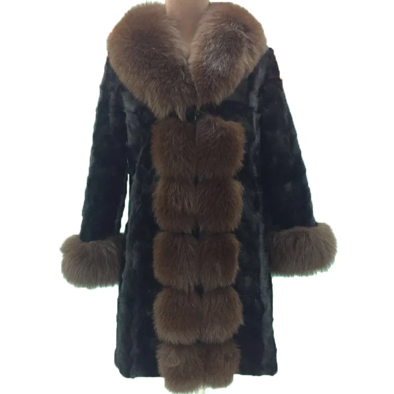 Зимняя женская куртка с натуральным большим мехом лисы, парки с капюшоном, норковая шуба из натурального меха, большие размеры