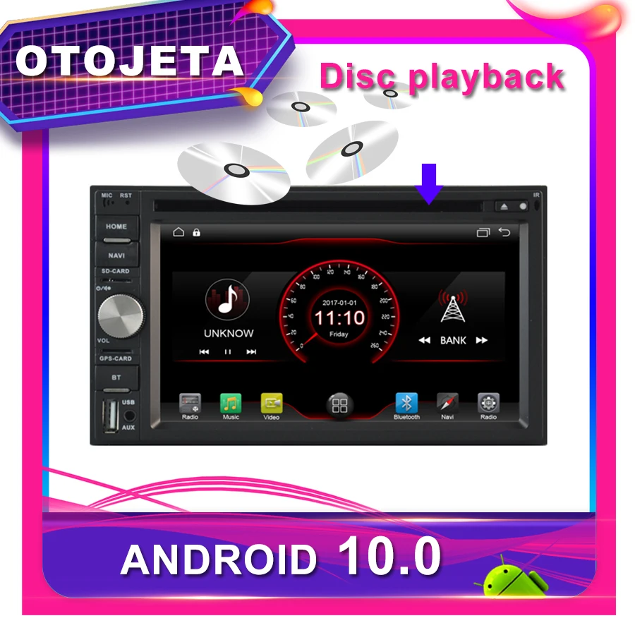 OTOJETA Автомобильный DVD Android 10,0 Автомобильный gps для UNIVERAL 2din 6,2 дюймов Автомобильный Радио плеер мультимедийная лента рекордер bluetooth навигация