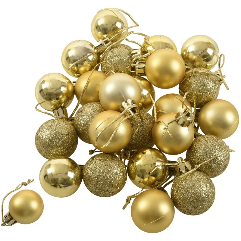 48 шт., шикарные рождественские безделушки для елки, простые блестящие рождественские украшения, золотые и красные украшения