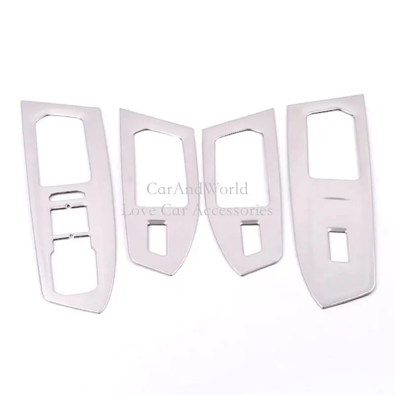 No1-Silver 4pcs Для Volkswagen VW Teramont Atlas- нержавеющая интерьерная стеклоподъемная Крышка для двери подлокотник планки с кнопками автомобильные аксессуары - Цвет: No1-Silver 4pcs