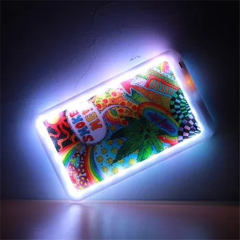 

Glow Rolling Tray DIY Smoking Accessories Rechargeable Gadgets for Men Square LED Tobacco Trays Customize Gift led rolling tray