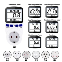 EU US Plug Digital Power Energy Meter Wattmeter Voltage Counter Power Analyzer Electronic kWh Meter Measuring Outlet Socket
