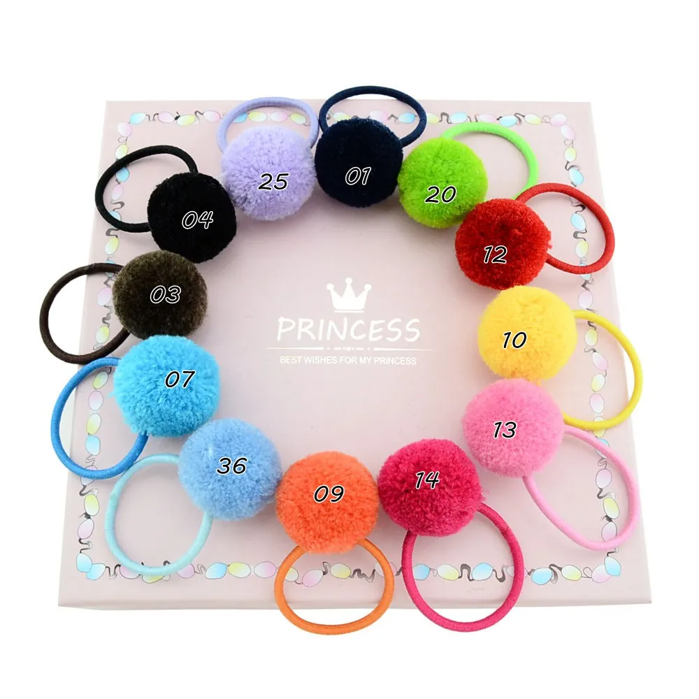 12-unids-lote-1-pulgada-Boutique-Bola-de-piel-con-goma-de-pelo-el-stica-cuerda