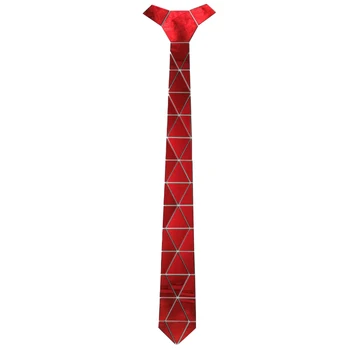 

New Arrival Ruby Red Diamond Plaid Slim Fashion Necktie Wedding Accessory Wine Red Mirror Ties Summer Day Accessory Stage Play