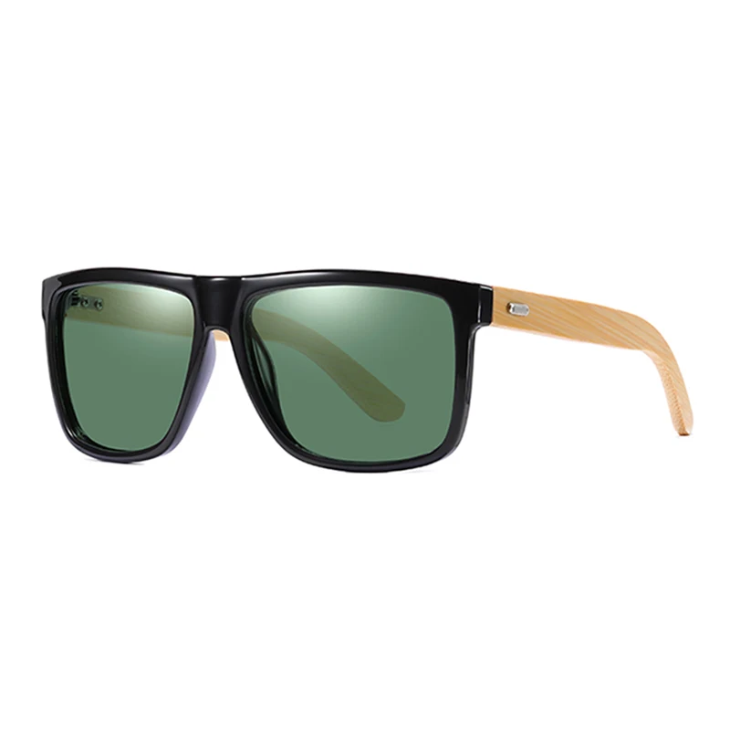 Высокое качество KDEAM прямоугольные солнцезащитные очки поляризованные Натуральные Бамбуковые мужские солнцезащитные очки 9 цветов женские очки ночного видения UV400 - Цвет линз: C2
