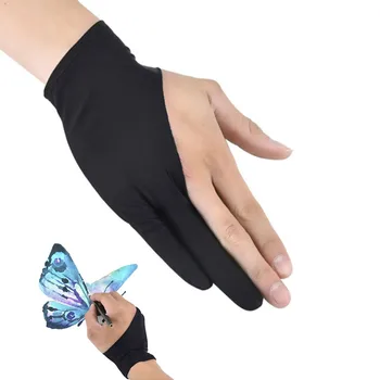 

Black Two-fingers Artist Anti-touch Glove for Drawing Tablet Right and Left Hand Glove Anti-Fouling for ipad Screen Board Unisex