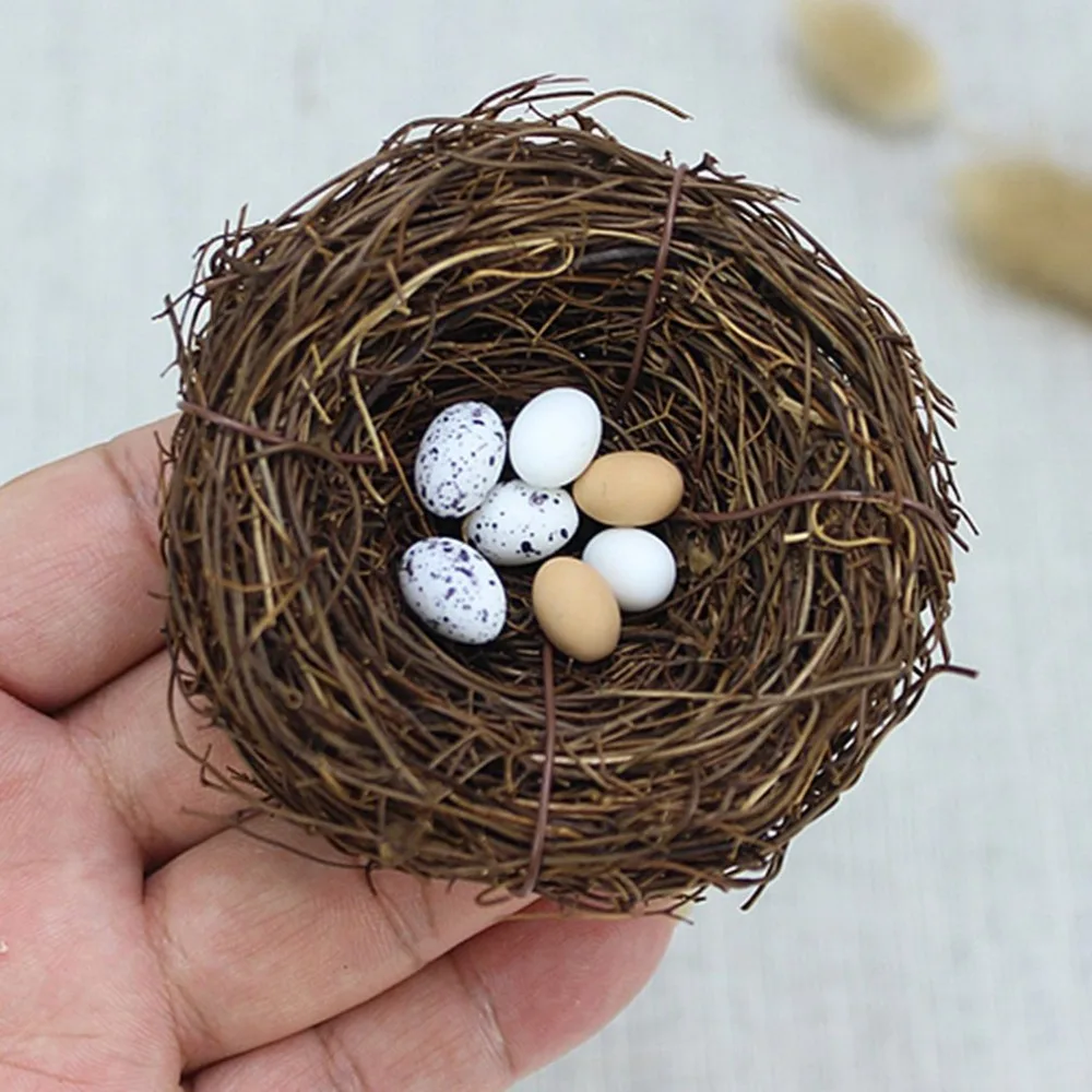 Ротанговое гнездышко для птичьего гнезда, реквизит ручной работы, домашний декор, натуральное украшение ручной работы, пасхальное Птичье гнездо